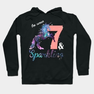 Kids Unicorn for 7th Birthday Girl 7 Year Old  Sparkling Hoodie